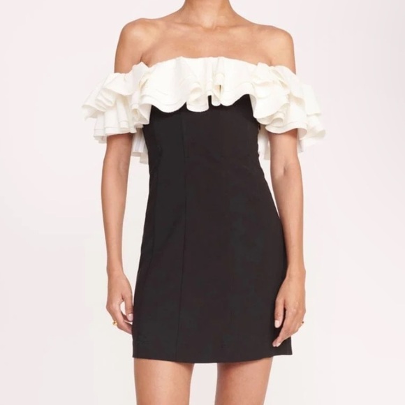 Staud KIARA DRESS BLACK IVORY - Picture 3 of 8